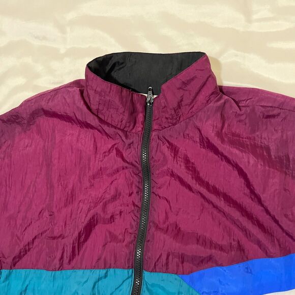 VTG 90S Jacket Mens L Windbreaker Colorblock Striped Full Zip Aviat Sportif - Picture 13 of 13